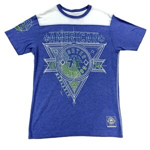 Mens Buckle American Fighter Graphic T Shirt Blue MMA Short Sleeve Small